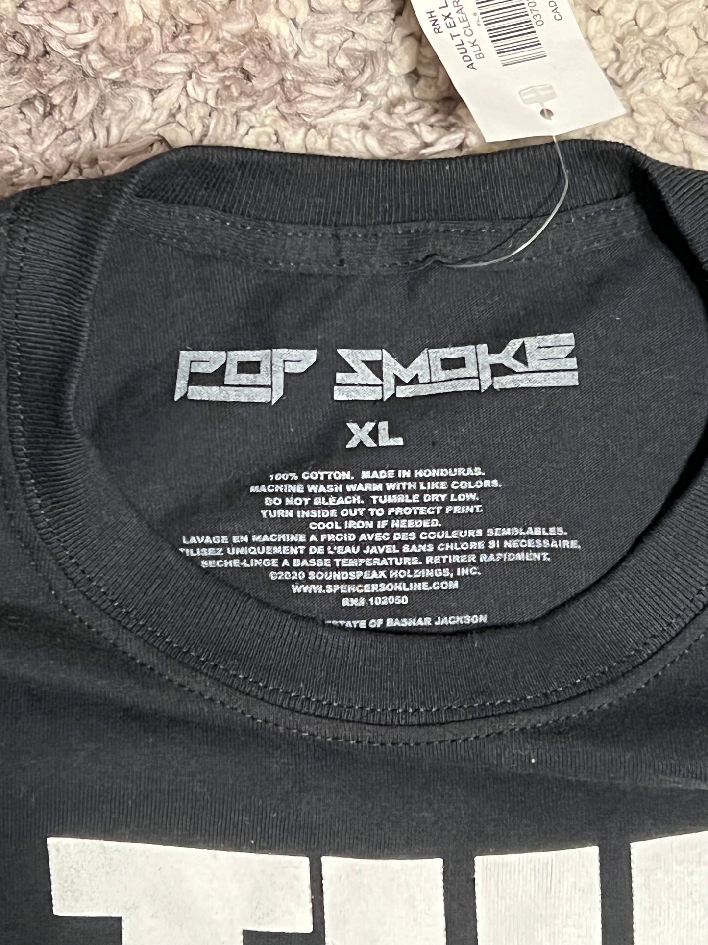 Pop Smoke Black T-shirt Sz: XL