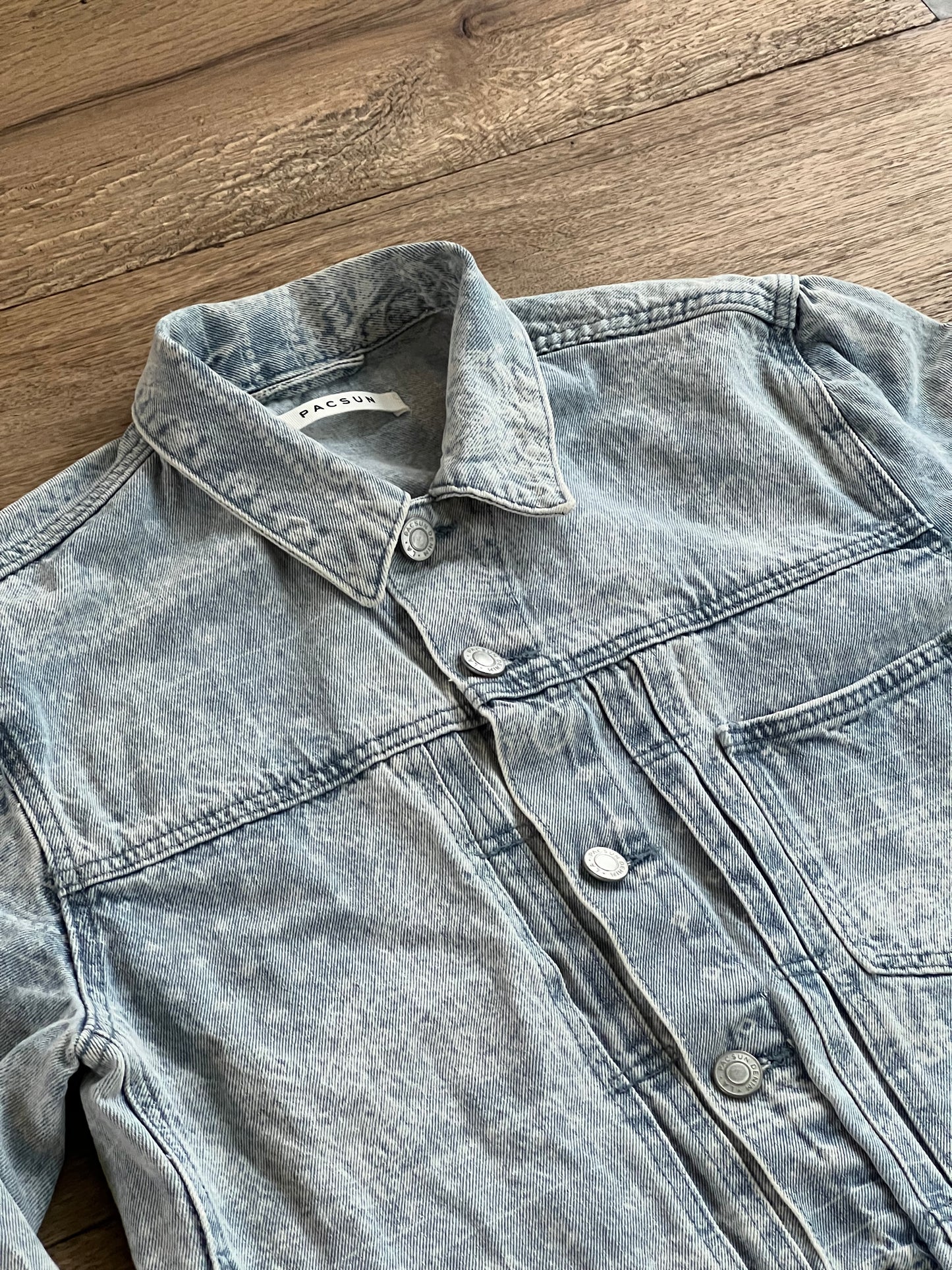 Denim Bandanna Print Button-Up Jacket Sz: M