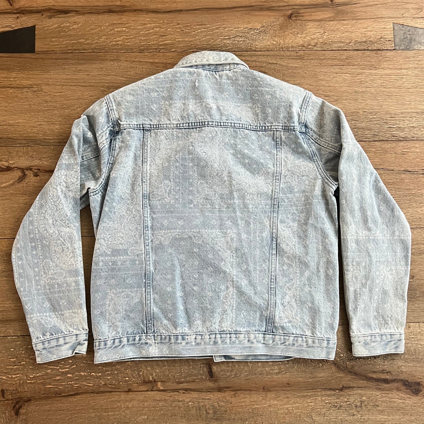 Denim Bandanna Print Button-Up Jacket Sz: M