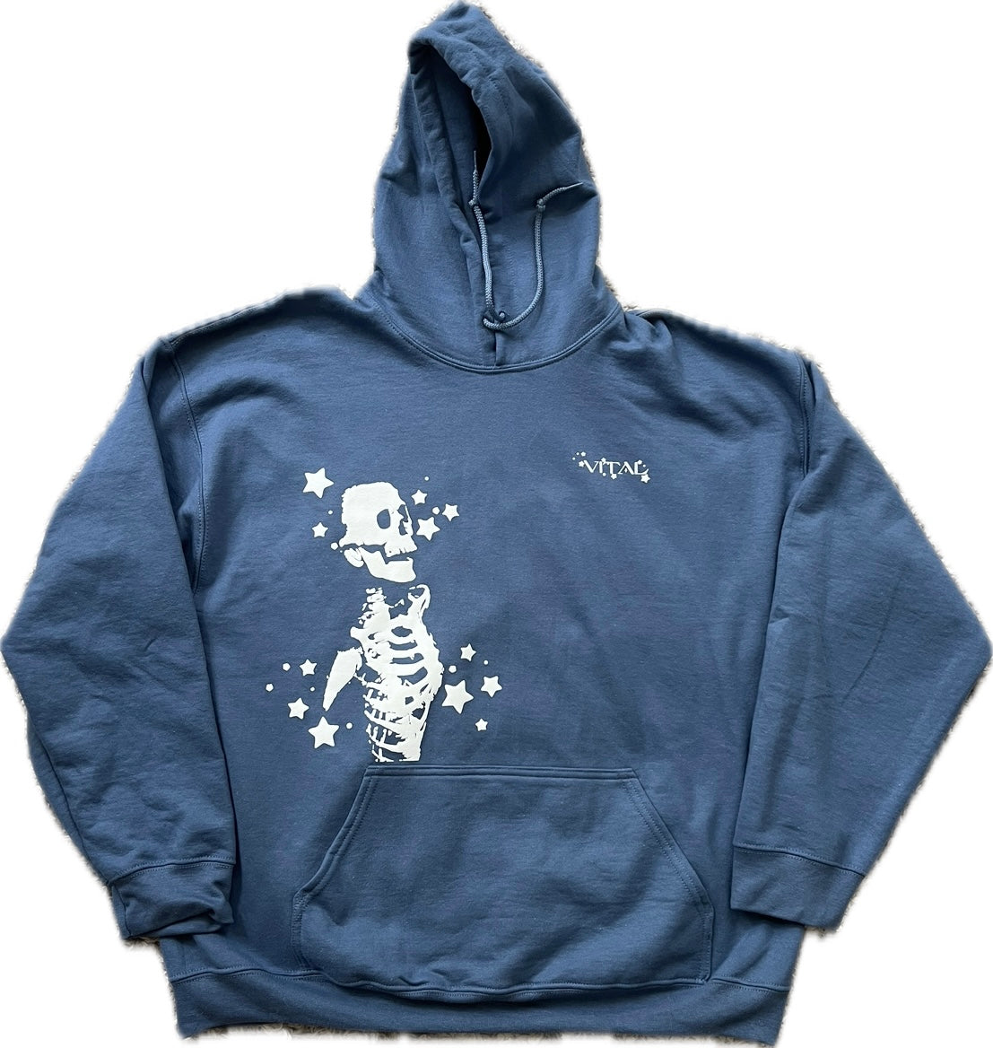 Vital 'Skeleton' Puff Print Blue Hoodie